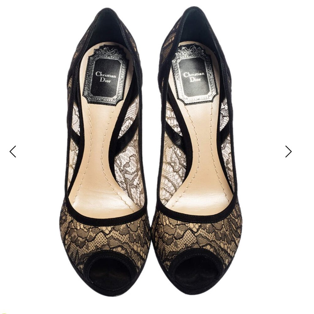 Dior Black Lace Peep-Toe Heels - Picture 4 of 14